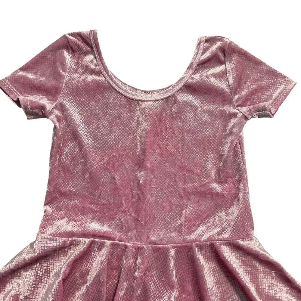 Wild Rich Kids WRK 9/10Y Pink Metallic Velour Skirted Romper